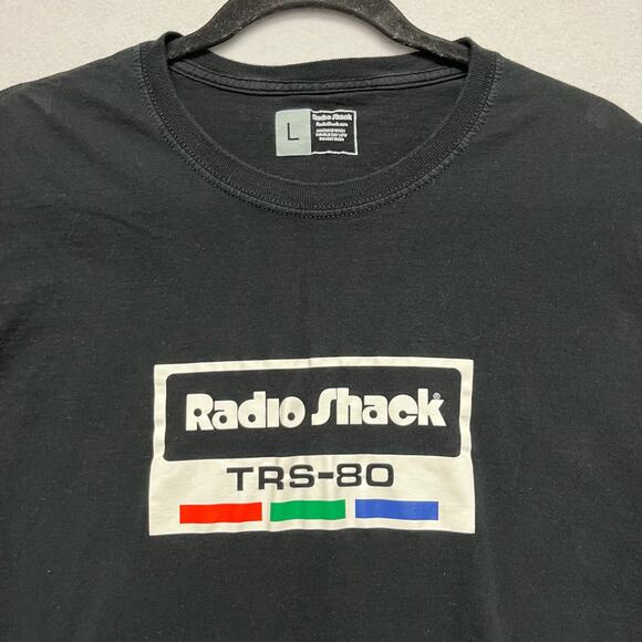 Radio Shack Vintage Y2k 90's Inspired Retro Black T-Shirt Men's Large - Picture 2 of 8